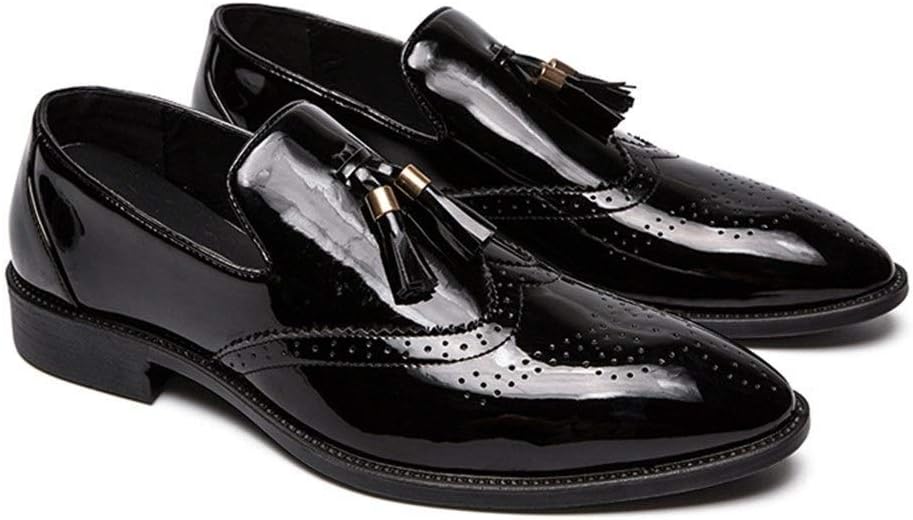Business Shoes Genuine Leather 2020 Hot Men Tassel Pointed Mens Formal Shoes Comfortable Loafers Men Wedding Party Flat Shoes Plus Size 38-47 Drop Shipping Mens Shoes Color : Black, Size : EU43