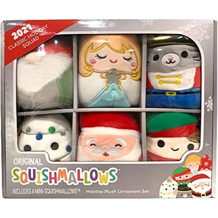 Squishmallows 2021 Holiday Plush Ornament Set Classic Holiday Squad