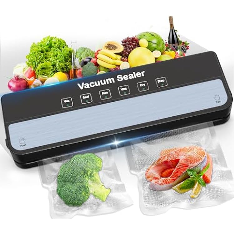 MAXDONE Vacuum Sealer Machine Food Vacuum Sealer for Food Storage Food Sealer Machine 6-in-1 for DryMoist Modes, Compact Design with 10 Vacuum Sealer Bags