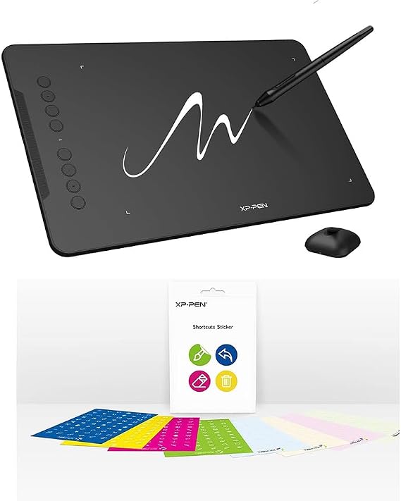 XPPen Updated Deco 01 V3 Drawing Tablet, 16384 Pressure Sensitivity, 8 Custom Shortcuts,XPPen Shortcuts Stickers for XPPen Drawing Pen Tablets and Pen Displays
