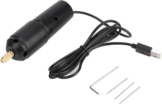 Mini Power Drill, 5V Portable Handheld Drill 3 Bits Set with USB Power Cable for DIY PCB