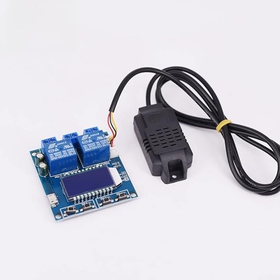 Digital Temperature Humidity Controller Module with Dual Output Auto Switch, SHT20 Sensor,20°C to 60°C Range, 10A Relay for Heating Cooling Humidifying Dehumidifying