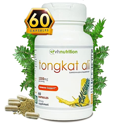 VH Nutrition TONGKAT ALI | Extra Strength Hormone Support for Men | 200 to 1 Blend Standardized Eurycoma Longifolia LongJack Extract Powder | 60 Capsules