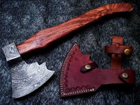 Handemade Damascus Steel Viking Bearded Camping Hatchet Tomahawk Axe