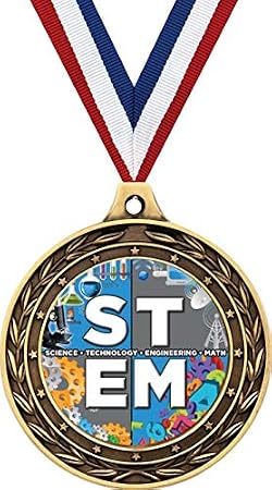 STEM Gold Duo Medal, 3" Science Education Academic Prizes, Kids Student Trophy Medal Awards