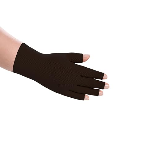 Juzo Soft Seamless Compression Gloves & Gauntlets, 20-30 mmHg, Glove | Fingerless Gloves for Women & Men for Swelling and Moderate Edema & Lymphedema Management | Black, Medium, Right
