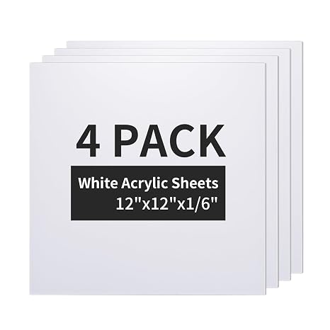 PYD Life 4 Pack Sublimation Acrylic Blanks Sheets 12", 1/6" Thick 4 mm | White Acylic Sheets Laser Boards for Custom Coasters Ornaments Photo Frames,for 40 W Cutting Machine DIY Projects