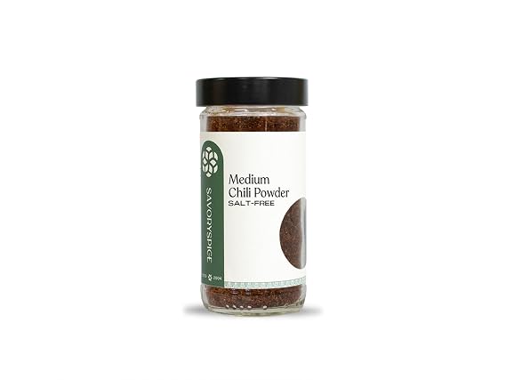 Savory Spice Medium Chili Powder - Salt-Free Seasoning with Medium Heat for Homemade Chili, Tacos, Beans, BBQ Rubs & Roasted Vegetables (3.25 oz)