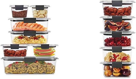 Rubbermaid Brilliance Storage 14-Piece Plastic Lids | BPA Free, Clear & Leak-Proof Brilliance Food Storage Set | 1.3 Cup Plastic Containers with Lids | Microwave and Dishwasher Safe, 5-Pack, Clear