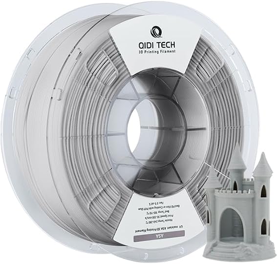 R QIDI TECHNOLOGY ASA 3D Printer Filament 1kg Spool 1.75mm, Grey