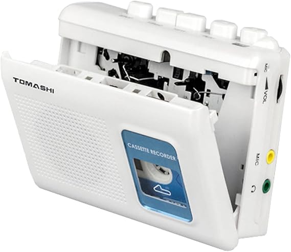 TOMASHI Portable Cassette Player Cassette Recorder with Built-in Speaker, Microphone, Headphone Input - 11.5 x 9 x 3.5 cm,