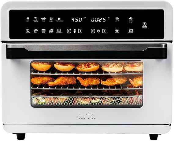Aria Premium 30 Qt. Touchscreen Toaster Oven with Recipe Book, White/Black