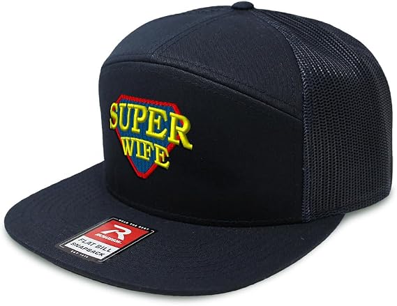 Custom Mesh Cap Hat Snapback Hat Super Wife Partner Spouse Flat Bill Hat Trucker Cap Hat 7 Panels