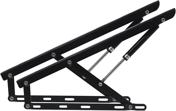 ROFBIHG 1 Pair Heavy Duty Hydraulic Bed Mechanism Bed Storage Lift, Lift Up Storage Bed Frame Hinge Set, Silent Opening and Closing, Space Saving DIY Project, Hydraulic Bed Lift Kit (Black)(0.9m)