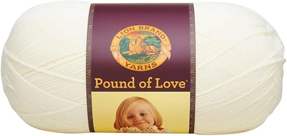 Lion Brand Pound of Love Yarn - Solid Yarn for Knitting, Crochet, Weaving, Arts & Crafts - Antique White, Bulk 12 Pack