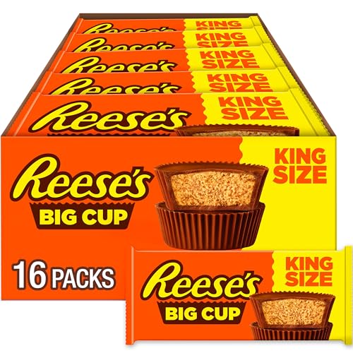 REESES Big Cup Milk Chocolate King Size Peanut Butter Cups, Candy Packs, 2.8 oz 16 Count