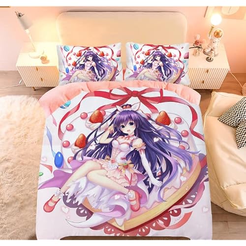 Date A Live Anime Bedding Sets Cartoon Duvet Cover Set Comforter Twin Queen King Single Double Size Full Size Color 1 87X102Inch