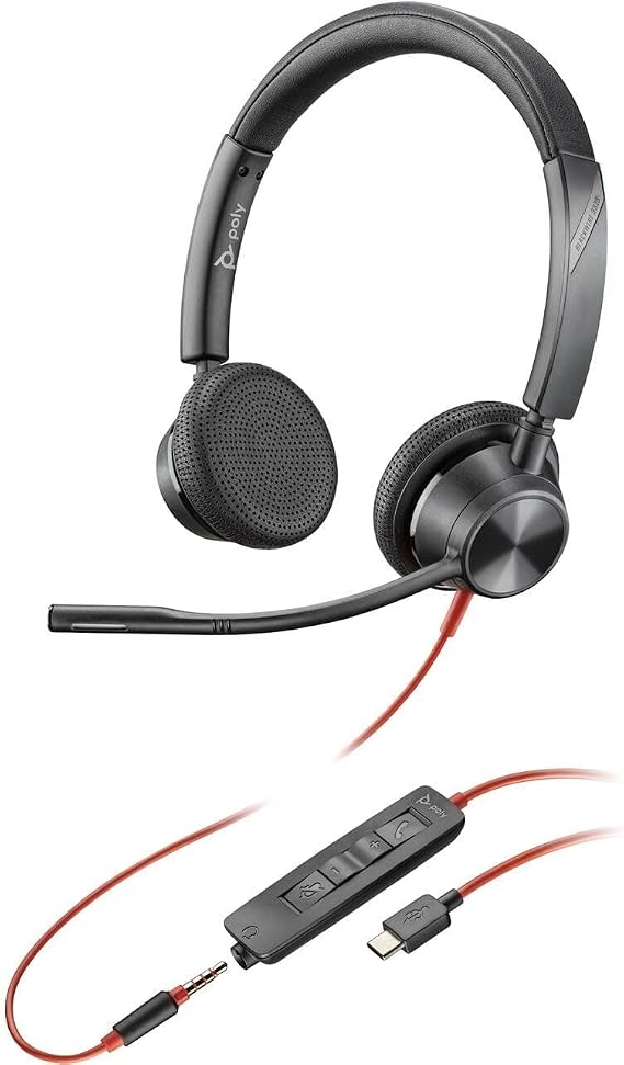 HP - Poly BLACKWIRE 3325 Stereo USB-C Headset AND3.5MM Plug ANDUSB-C/A Adapter - Stereo -