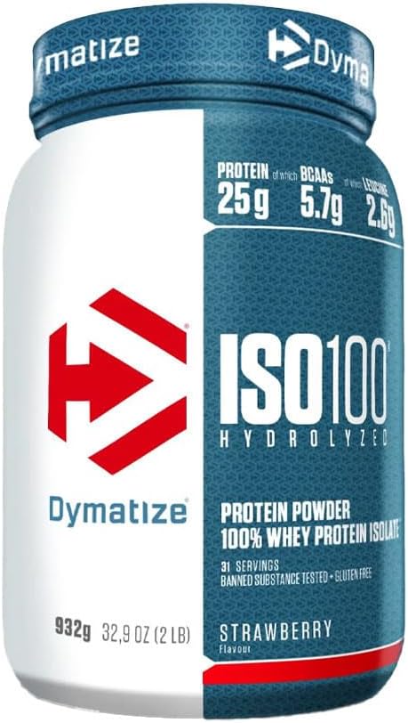 Dymatize ISO 100 Strawberry 900 g - Whey Protein Hydrolysat + Isolat Powder