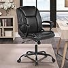 Pu Leather Desk Chairs with Wheels and Arms, Executive Desk Chairs Ergonomic Office Chair Lumbar Support Comfy Office Chairs for Heavy People, Swivel Chair for Desk, Comfortable Chair Computer Chair