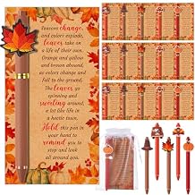 Marspark 30 Sets Fall Gifts Bulk Thanksgiving Ballpoint Pens and Thankful Maple Greeting Cards Set with Bags Twist Ties Autumn Holiday Appreciation Gifts for School Office Thanksgiving Party Favors