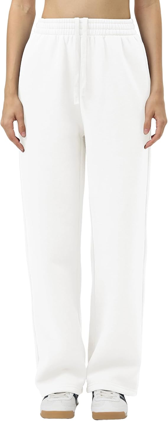 FAIABLE Women's Wide Leg Sweatpants Fleece Lined Sweatpants Baggy Straight Leg Lounge Pants Outfits Athletic with Pockets