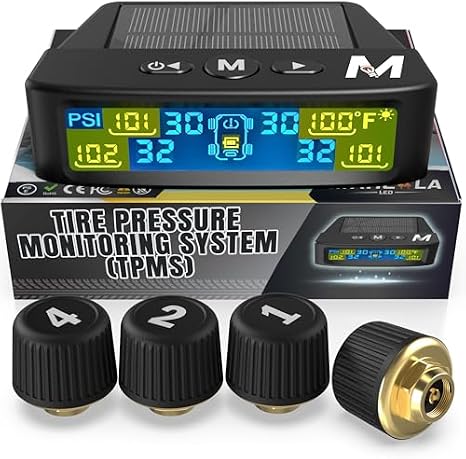 Marcala Tire Pressure Monitoring System - Set of 4 TPMS Sensors (0-98PSI)