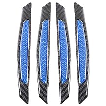 ZYTC 4pcs 3D Super Reflective Stickers Carbon Fiber Strips Car Side Door Edge Bumper Anti-Scratch Protection Guards Trim Stickers Universal (Door Handle Sticker Blue)