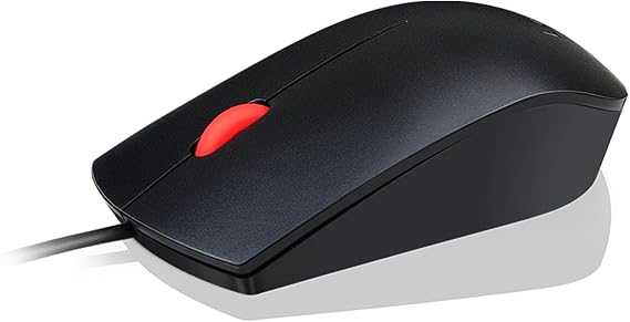 Lenovo 5266214 Essential Mouse, 3 Buttons, Wired USB, Black