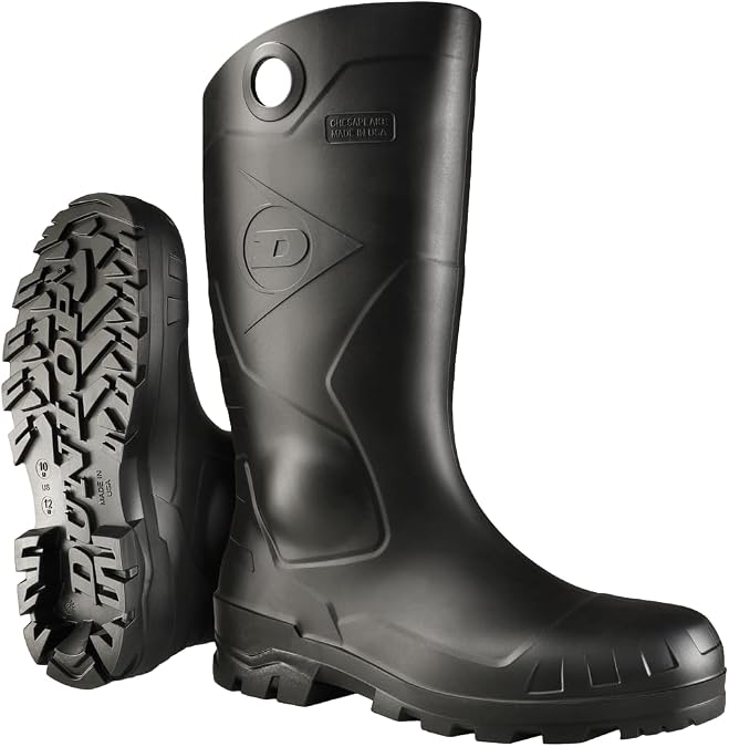 DUNLOP Chesapeake Steel Toe Rubber Work Boots, Black