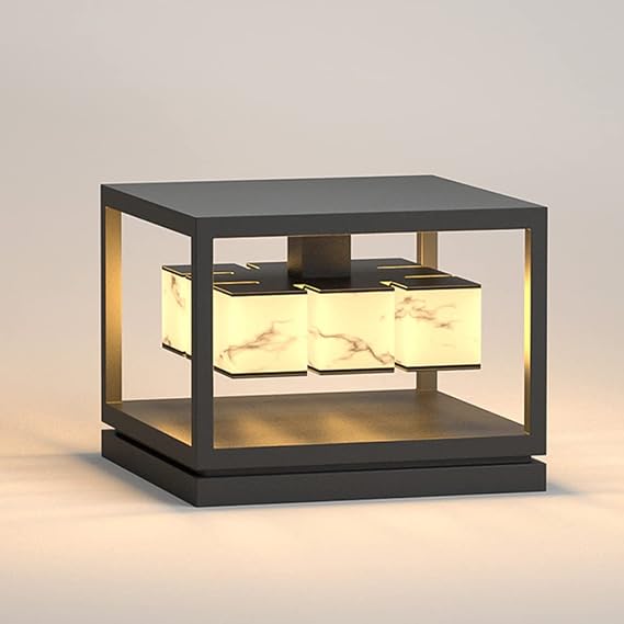 Modern Outdoor Post Lantern Exterior Waterproof Pillar Lamp with PC Shade Stainless Steel Porch Post Lighting Outdoor Pier Lamp for Courtyard Park Grass Lawn