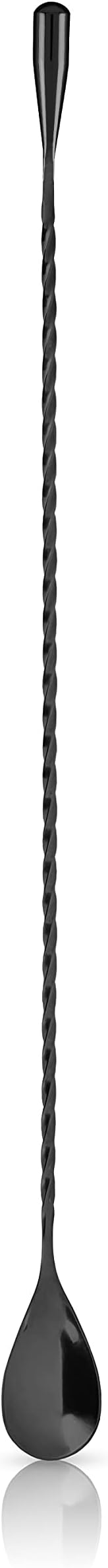 Viski Gunmetal Weighted Stainless Steel Barspoon, Japanese Twisted Stem Handle, Teardrop Weight