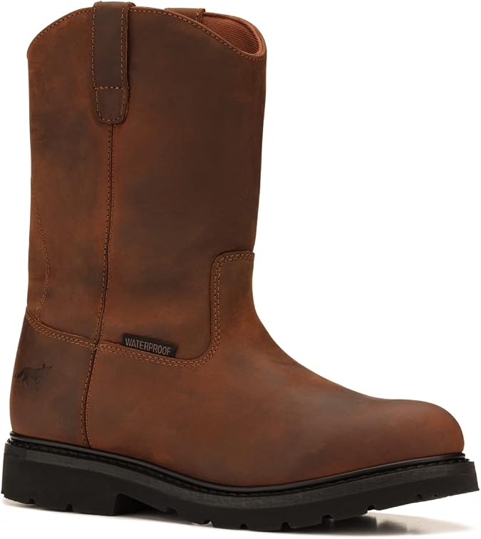 Golden Fox 12236WP Waterproof 11" Pull On Wellington Wedge Lightweight Outsole for Construction Farming and Ranching