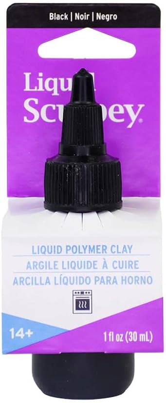 Sculpey Liquid Sculpey Liquid Polymer Oven-Bake Clay, Black, 1 oz. bottle, Great for jewelry, holiday, DIY, mixed media, window clings, home decor and more! Great for beginners to artists!