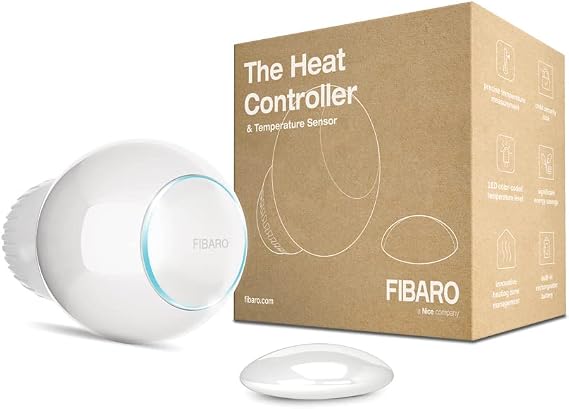 Fibaro The Heat Controller Starter Pack / Z-Wave Plus Smart Heating Radiator Thermostat with additional Temperature Sensor, FGT-PACK , White