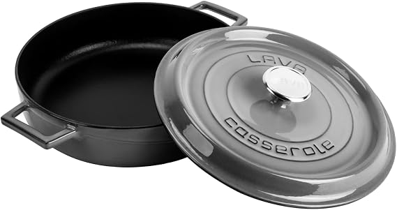 Lava Metal Premium Serisi - Döküm Çok Amaçlı Tencere, Yuvarlak, 28 cm, Majolik Gri