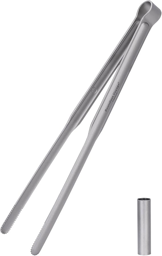 iBasingo Titanium Camping Tongs for Campfire Grill Cooking Ti1014T