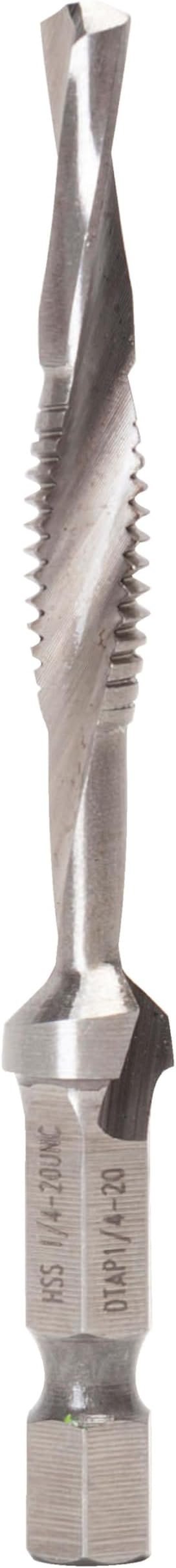 Greenlee DTAP1/4-20 Combination Drill/Tap Countersink Drill Bit for up to 10-Gauge Metal, Combination Drill, Tap, and Deburr Bit with Quick Change Hex, 1/4-20 NC