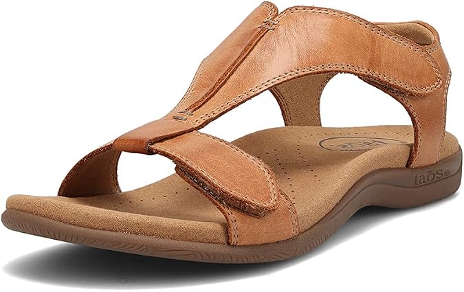 Taos The Show Premium Leather Women's Sandal - Experience Everyday Style, Comfort, Arch Support, Cooling Gel Padding and an Adjustable Fit for Exceptional Walking Comfort