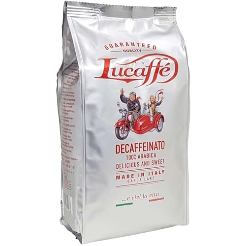 Lucaffe Decaf 100% Arabica Coffee Whole Beans 700g. Bag Delicious and Sweet Imported from Italy
