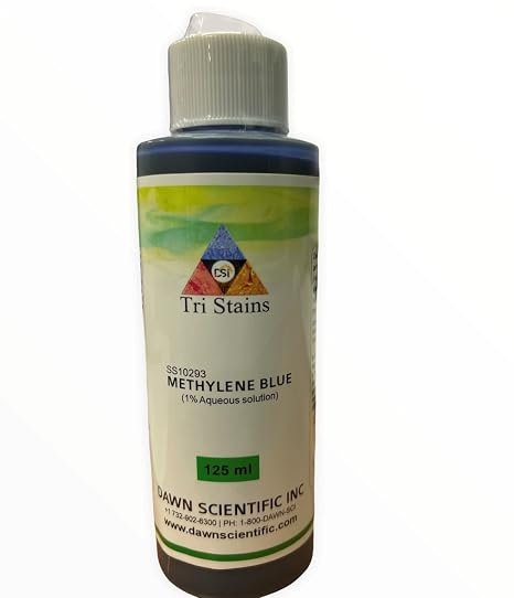 Methylene Blue 1% w/v Aqueous Solution, 125mL Laboratory Grade Staining Reagent for Microscopy & Research Use
