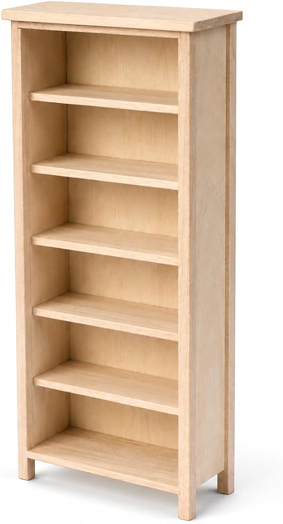 IMIKEYA Dollhouse Bookshelf, Wood, 1:12 Scale, 6 Tier