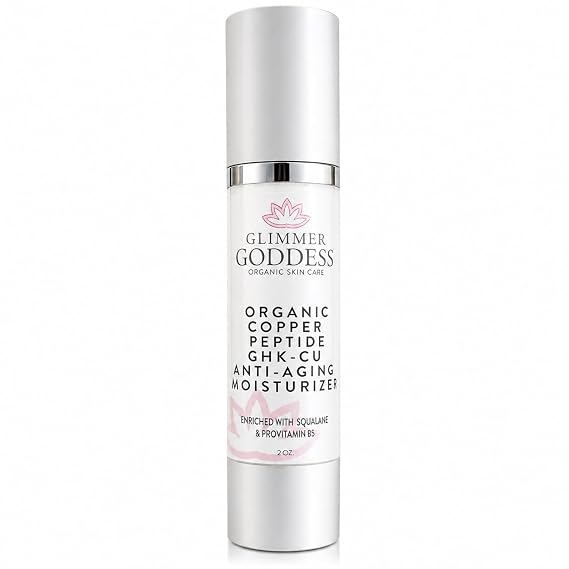 GLIMMER GODDESS Copper Peptide Moisturizer Lightweight Hydrating Cream with GHK-Cu Complex, Organic Aloe Vera & Botanical Oils For All Skin Types