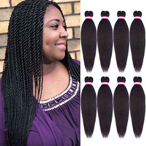 Dorsanee Dark Brown Braiding Hair Pre Stretched 20 Inch 8 Packs Braiding Hair Extensions for Crochet Box Braids Twists Locs Hair Itch Free Soft Yaki Texture Hot Water Setting 20inch,#4