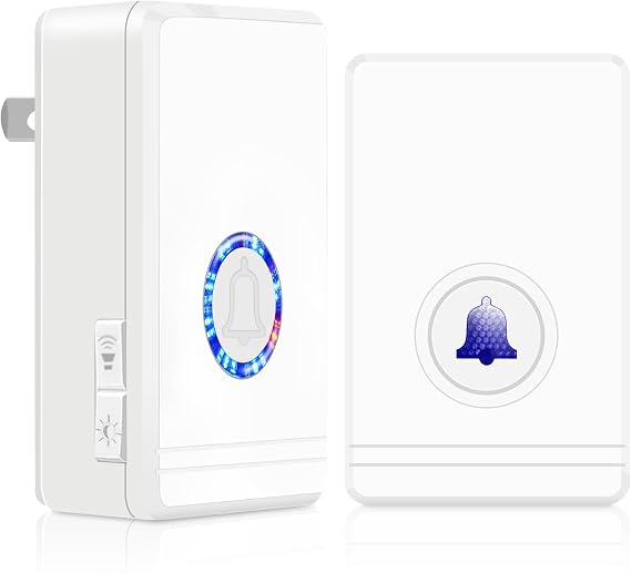 Wireless Doorbell,Greencycle Wireless Battery Powered Doorbells IP66 Waterproof,Plug in Doorbell Chimes Kit,Long RF 100ft-1300Ft,48 Melody with LED Flash, 5Levels Volume, for Houses Home Classroom