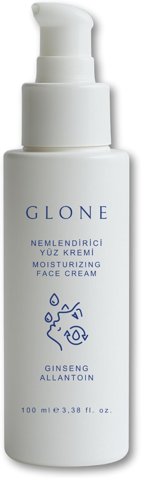 GLONE Canlandırıcı Yüz Nemlendiricisi - Onarıcı ve Işıltı Veren Günlük Bakım, Ginseng & Kolajen, Tüm Cilt Tipleri İçin, 100 ml