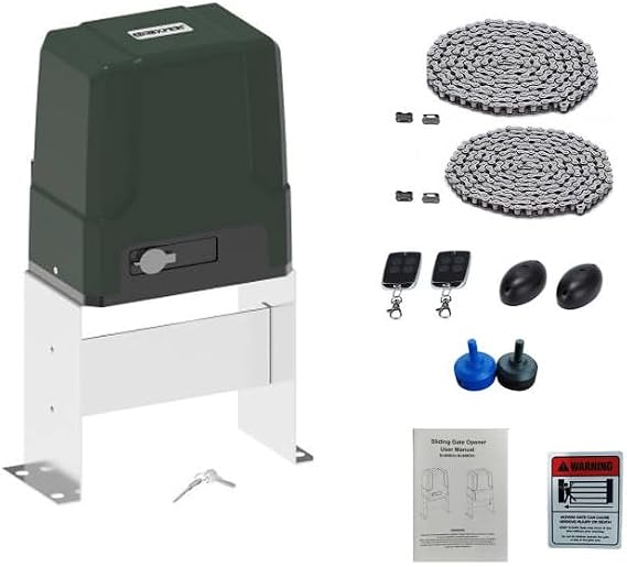 Sliding Automatic Gate Opener Kit with 2 Remote Controls Slide Gates up to 1800 pounds and 40 feet Long Chain Driven Gate Motor SL800DCL (170W)