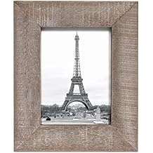 Adeco Handcrafted Rustic Wooden Picture Frames with Real Glass to Display 5 x 7 Inch Photo for Wall Hanging and Tabletop, Coffee Brown