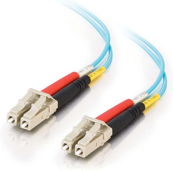 Legrand - C2G Fiber Optic Ethernet Cable, Aqua 10Gb 50/125 LC-LC Duplex Multimode Fiber Patch Cable, 1 Meter (3.3 Foot) PVC Coated Fiber Optic Ethernet, 1 Count, C2G 33045