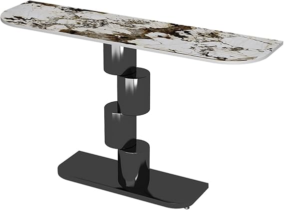 Console Table, Thin Entryway Table with Geometric Base, Contemporary Accent Decorative Furniture for Living Room, Hallway, Foyer, Office(Black,80cm/31in)